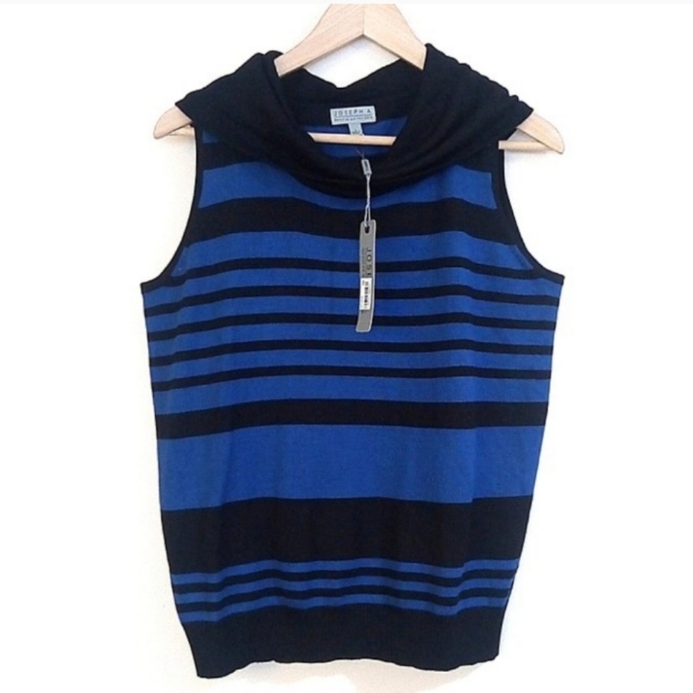 NWT Joseph A Sleeveless Cowl Neck Striped Sweater - Size L